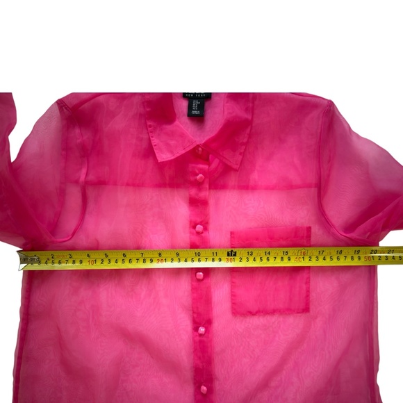 Nicole Miller NY Vibrant Fuchsia Pink Sheer Chiffon Organza Minimalist Chic M - Picture 7 of 10
